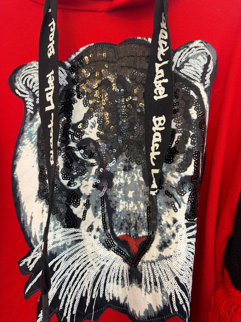 Sequin Lion Hoody - Knit Sleeves