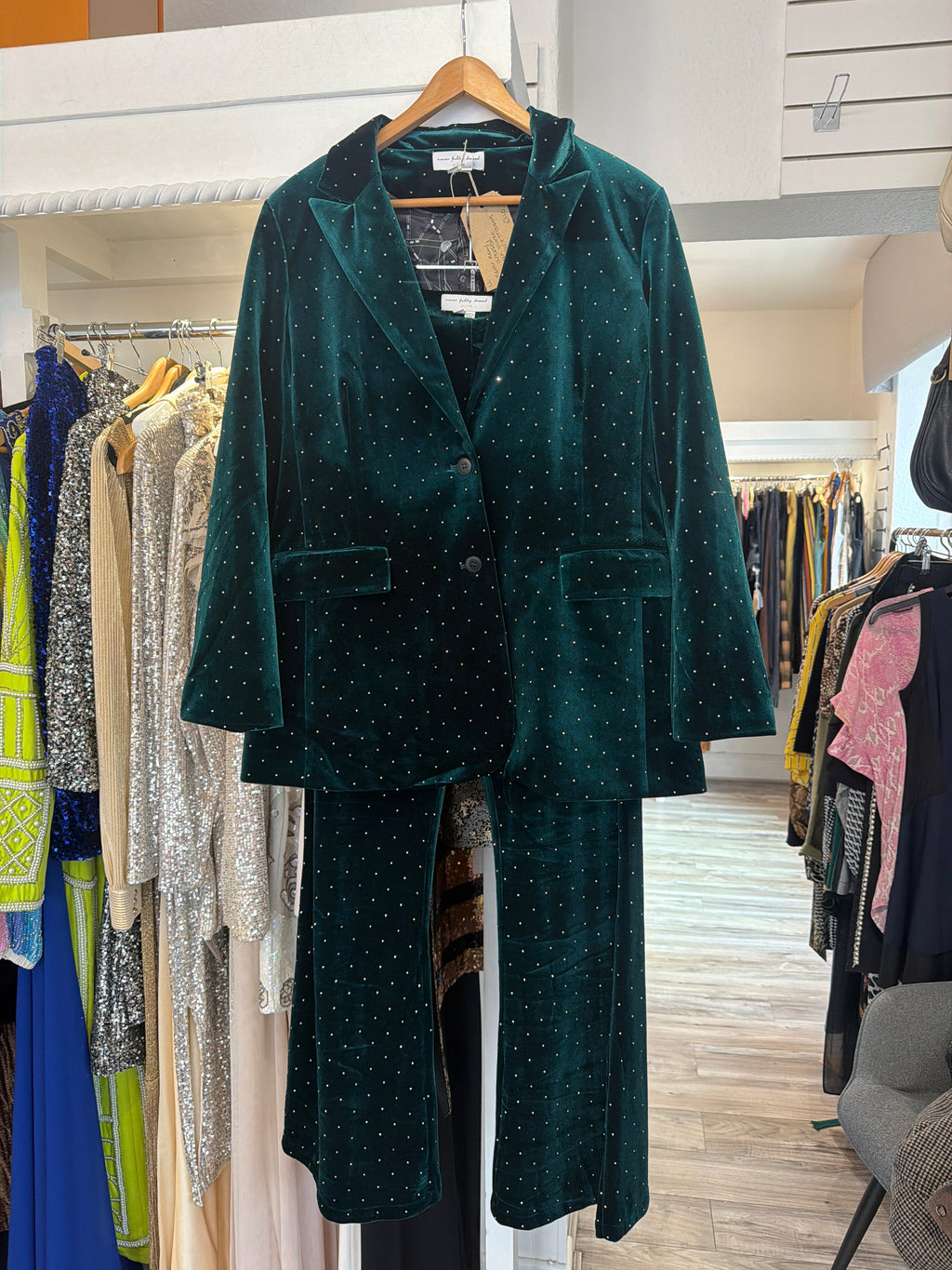 Never fully Dressed Green Velvet Suit