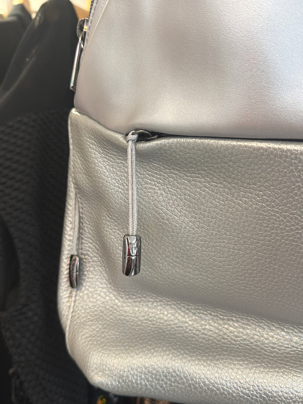 Mandarina Duck Silver Leather Backpack