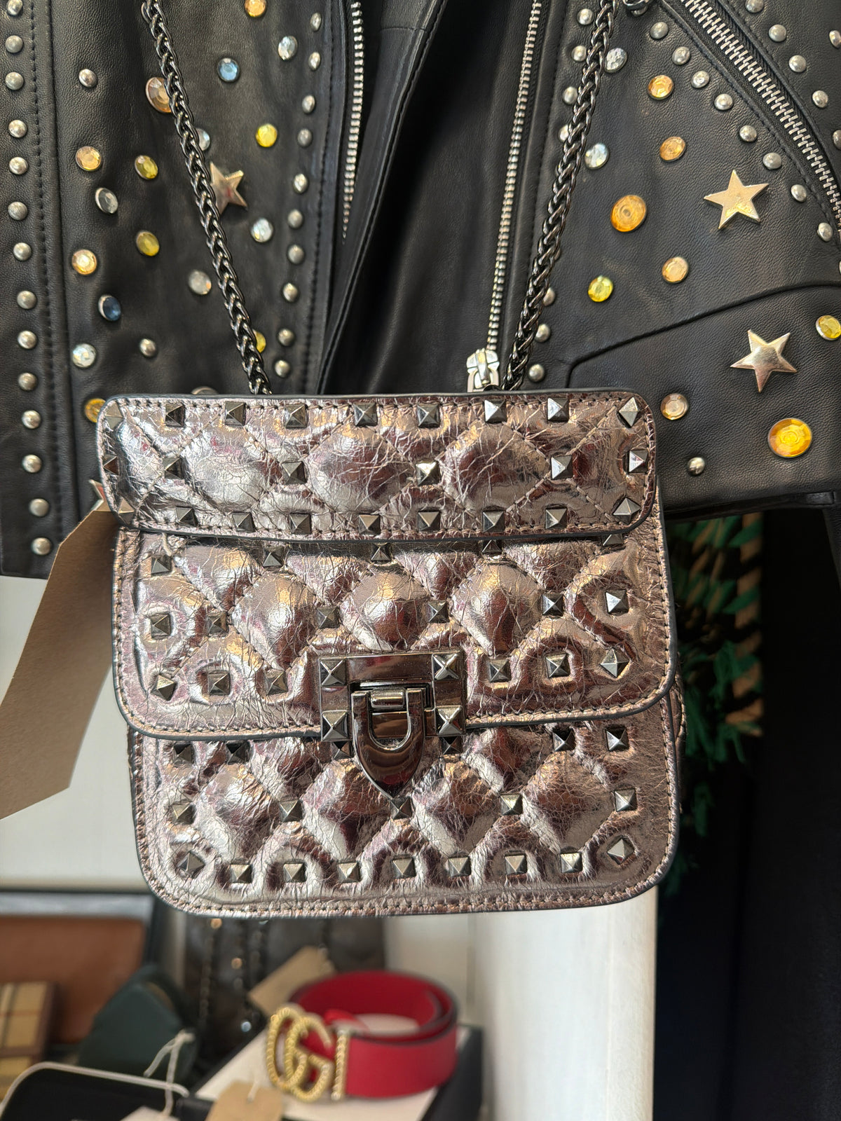 Metallic Stud Crossbody Bag