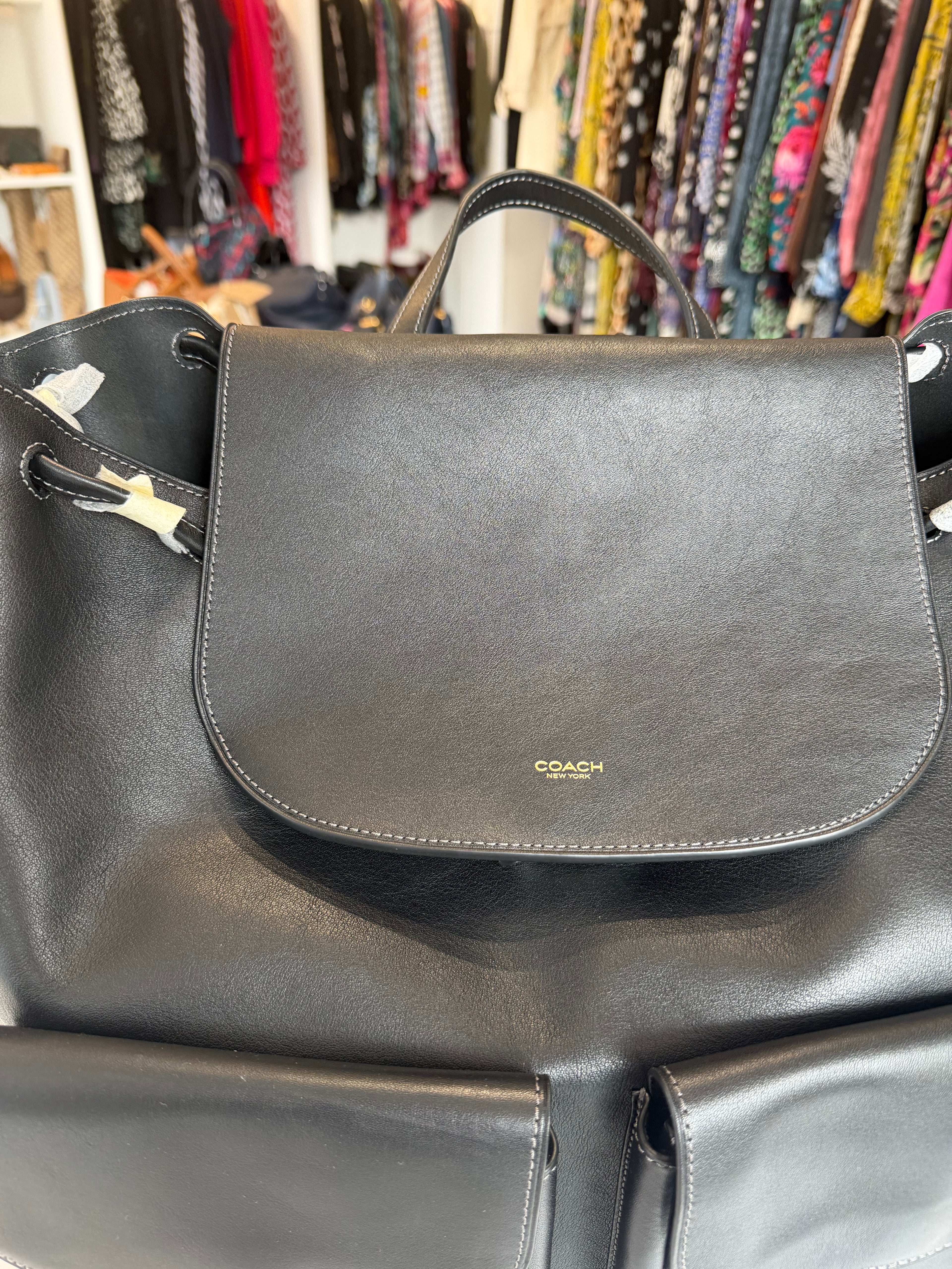 Coach black leather rucksack