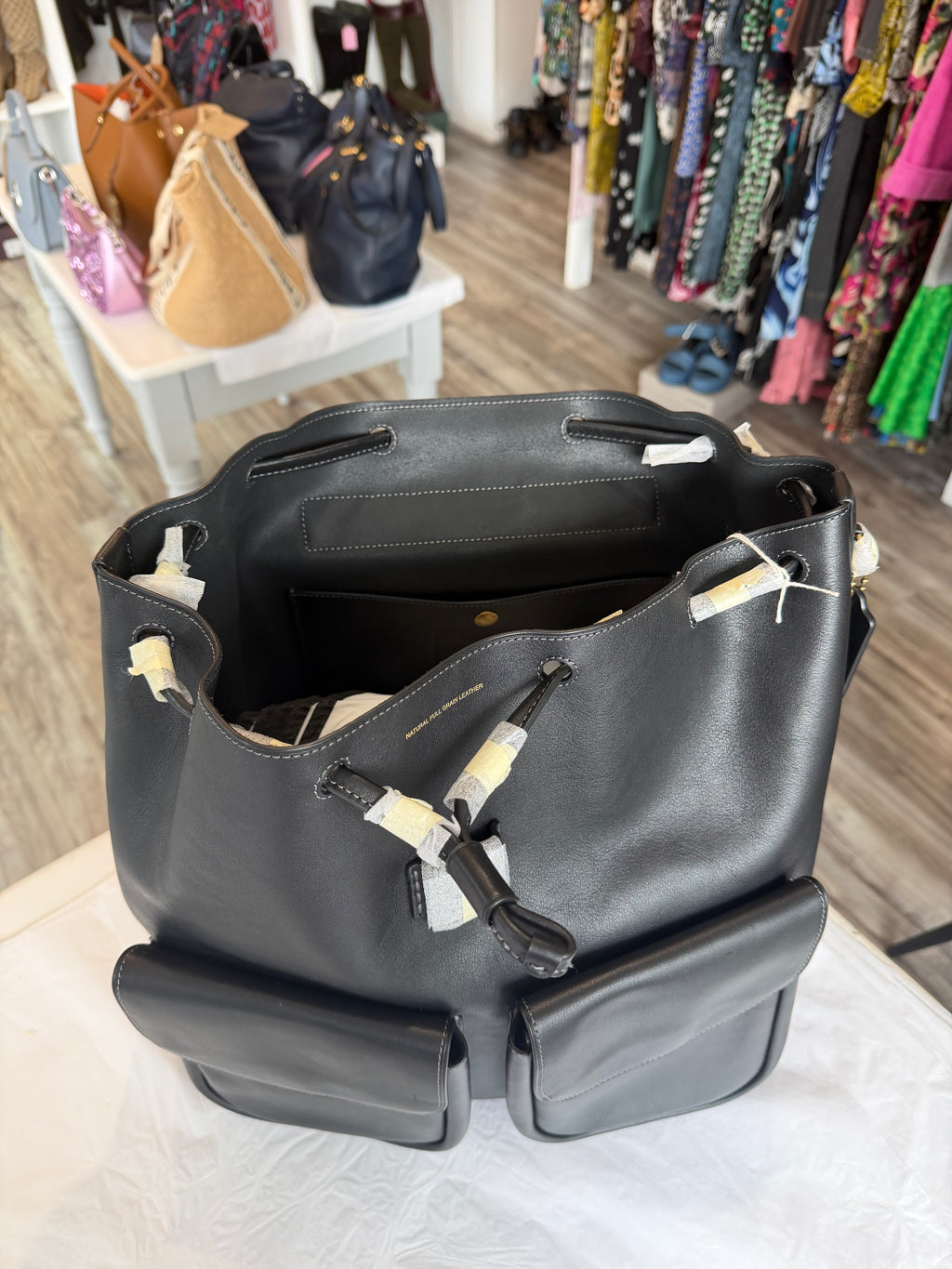 Coach black leather rucksack