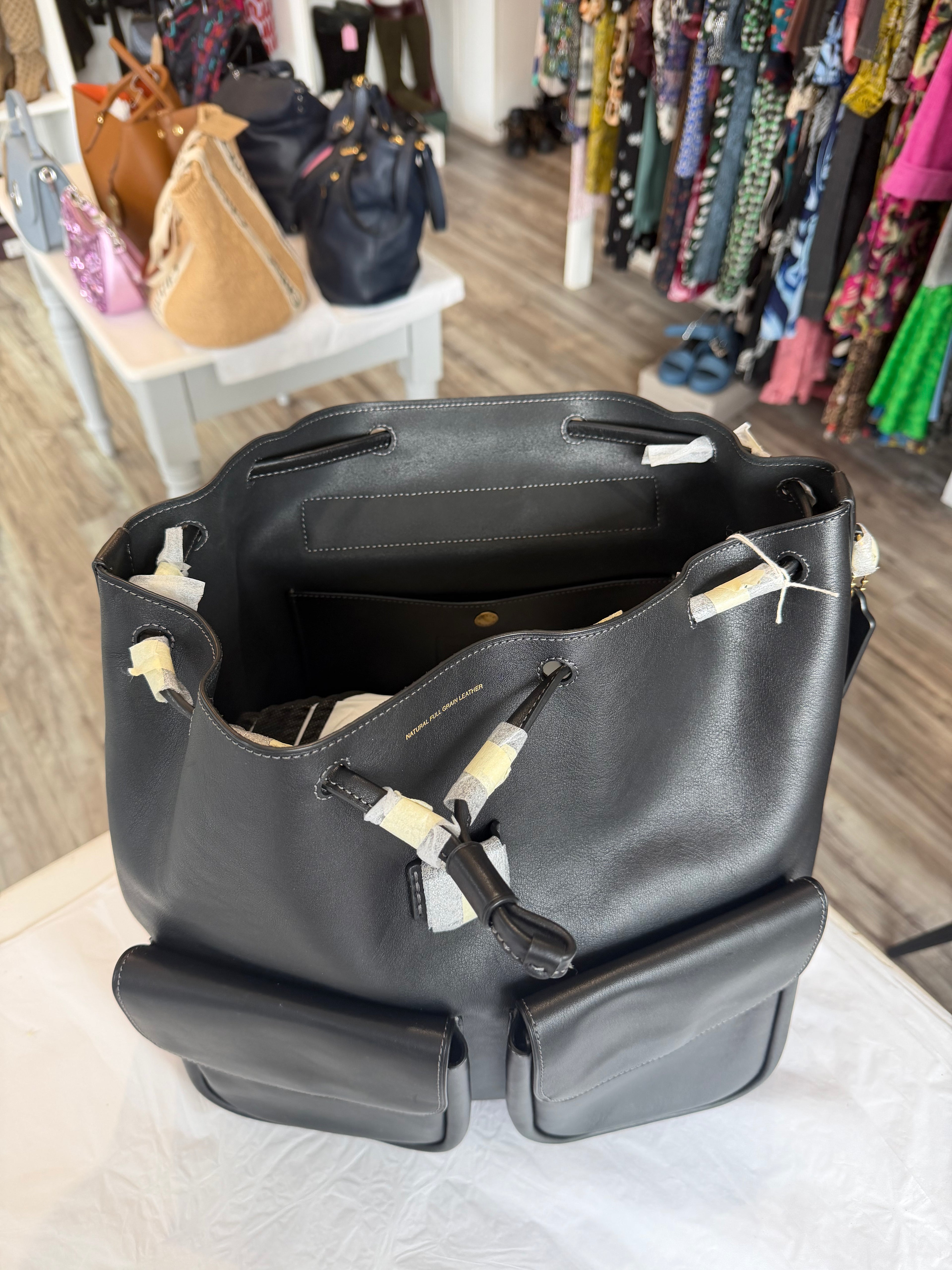 Coach black leather rucksack