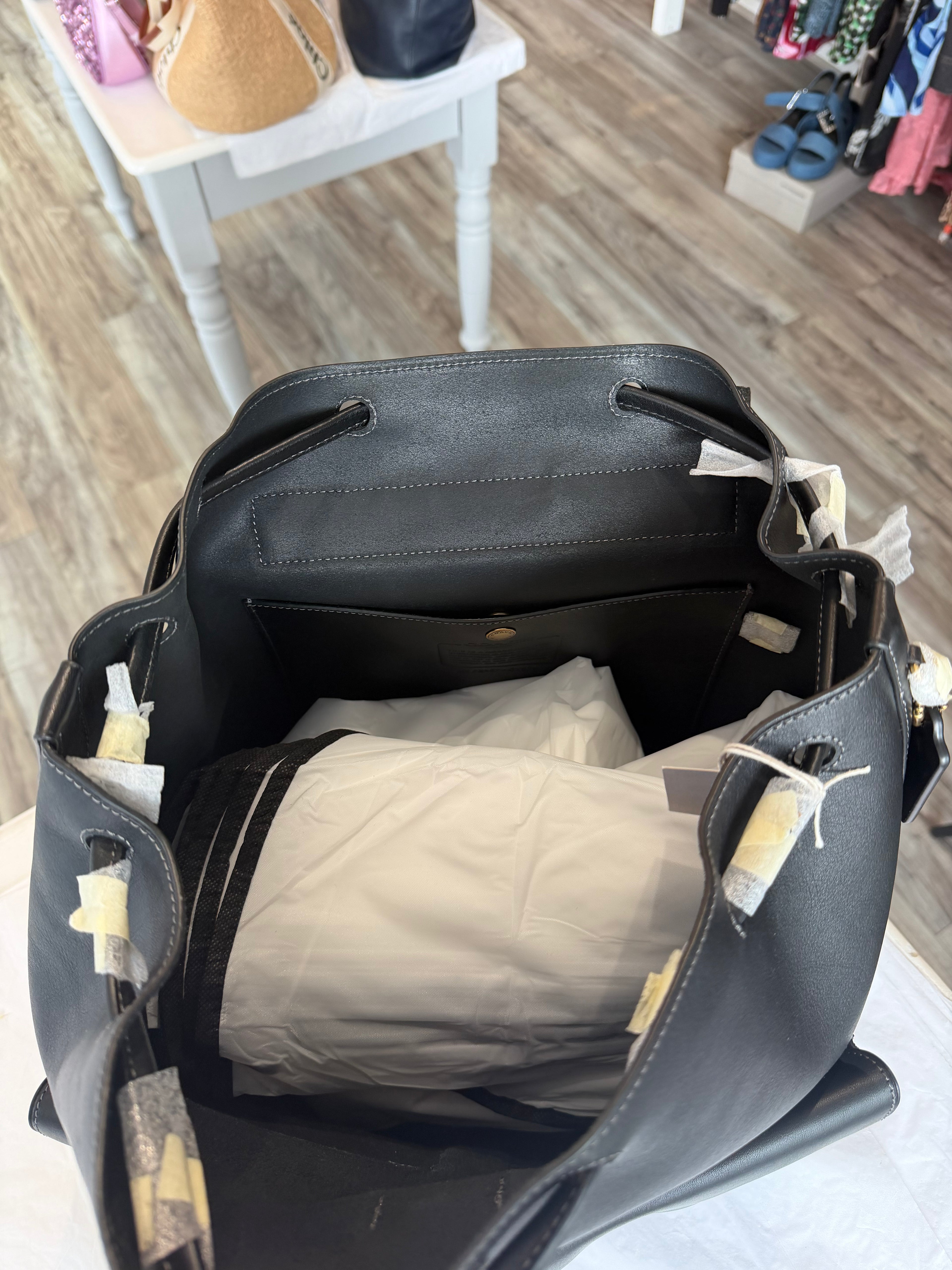 Coach black leather rucksack