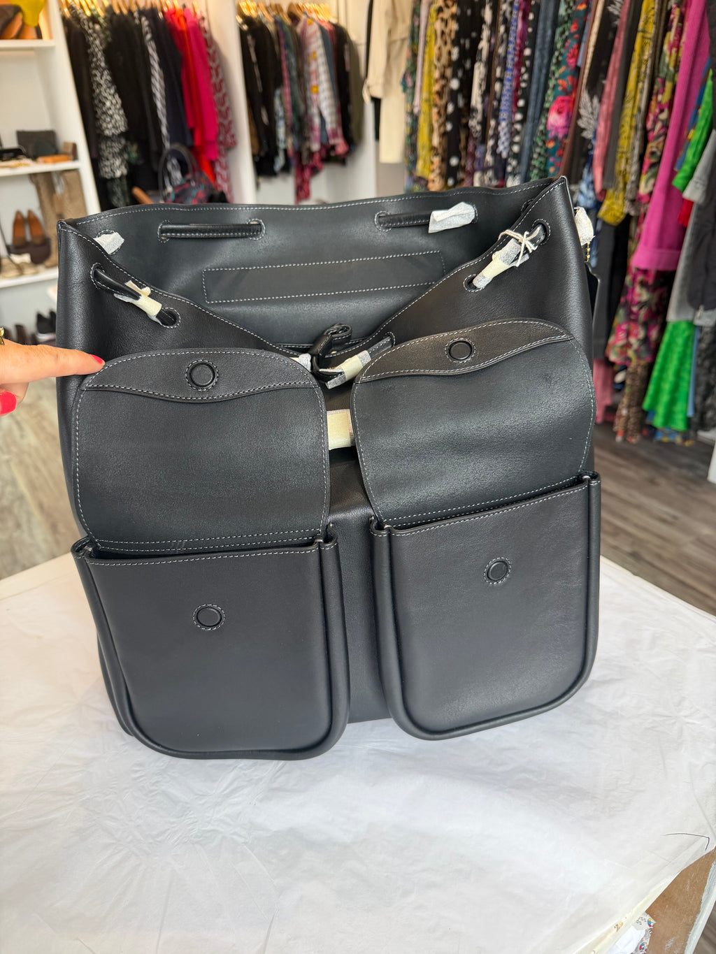 Coach black leather rucksack