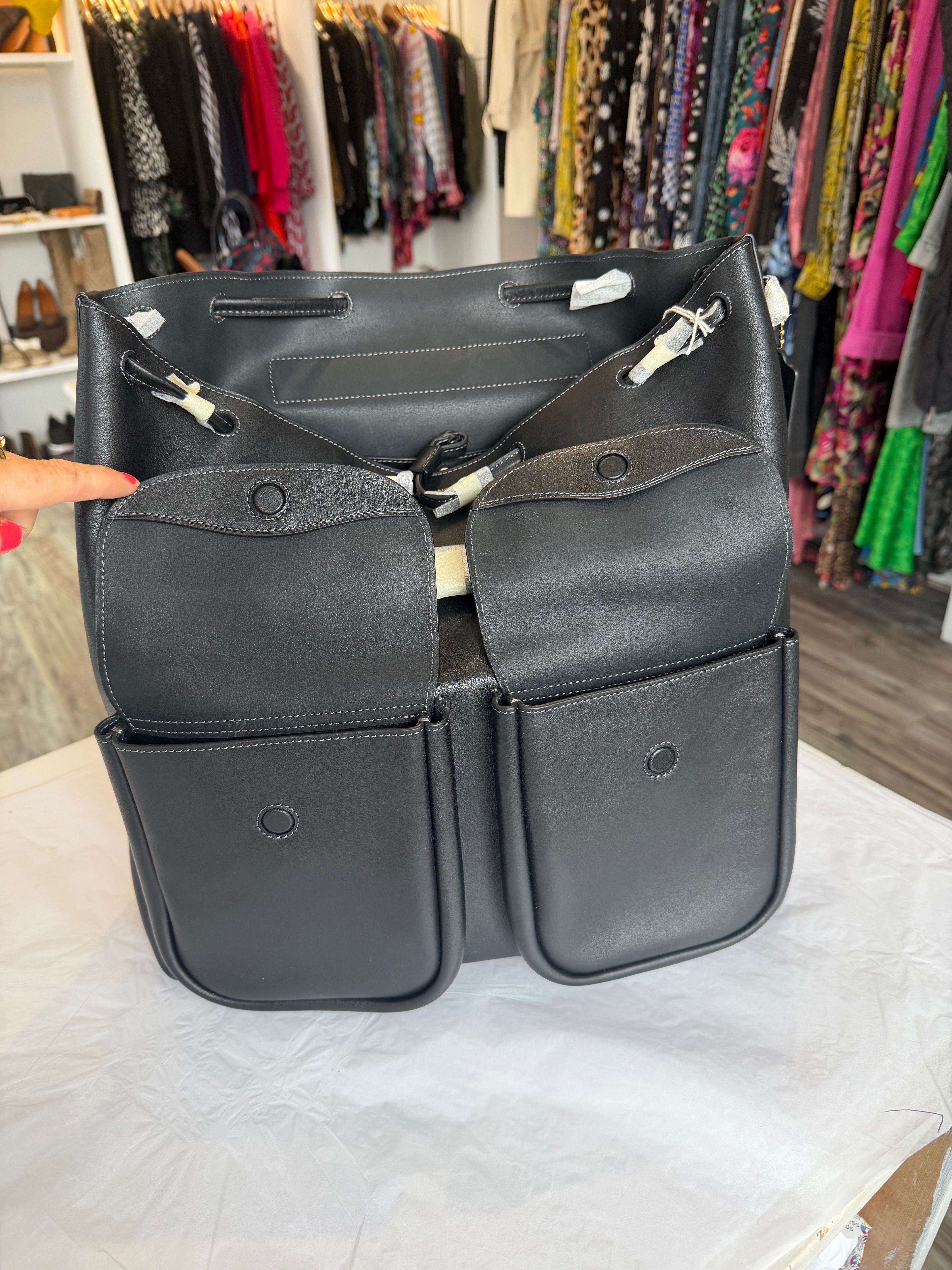 Coach black leather rucksack