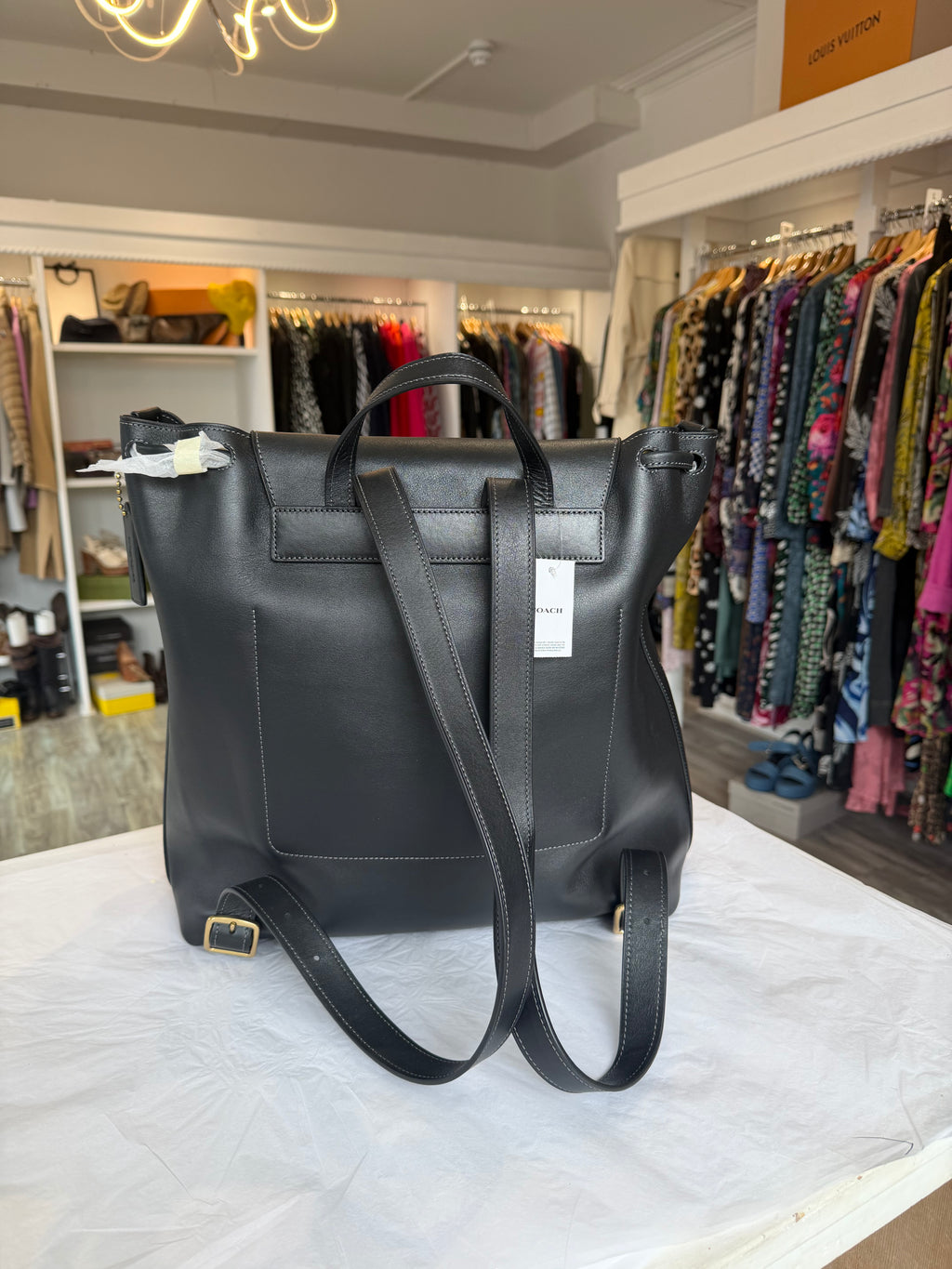Coach black leather rucksack
