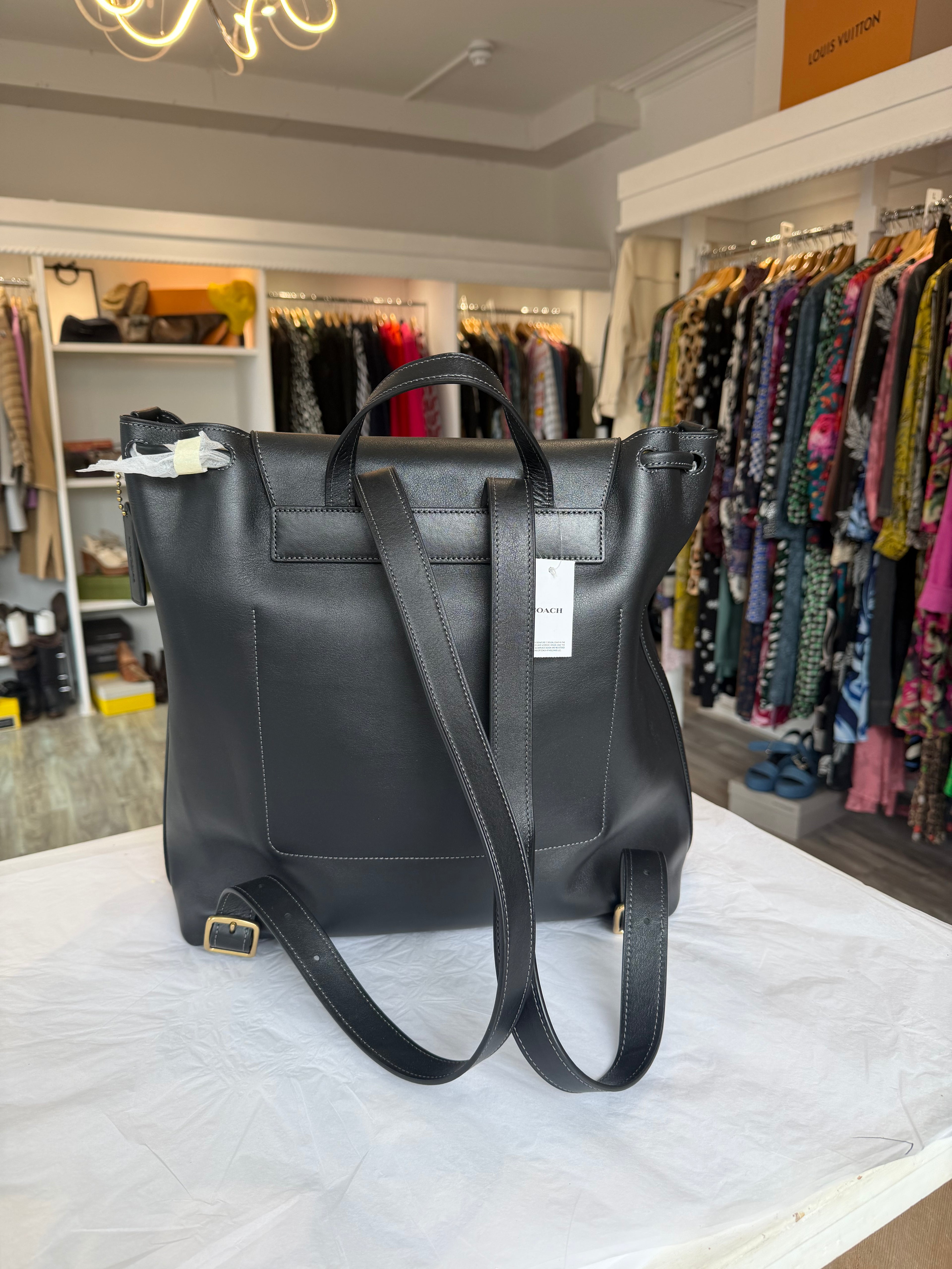 Coach black leather rucksack