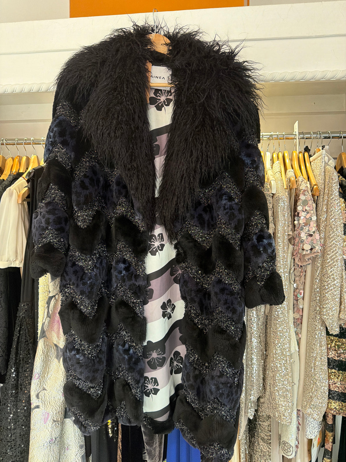 Ainea Pattern Fur Coat